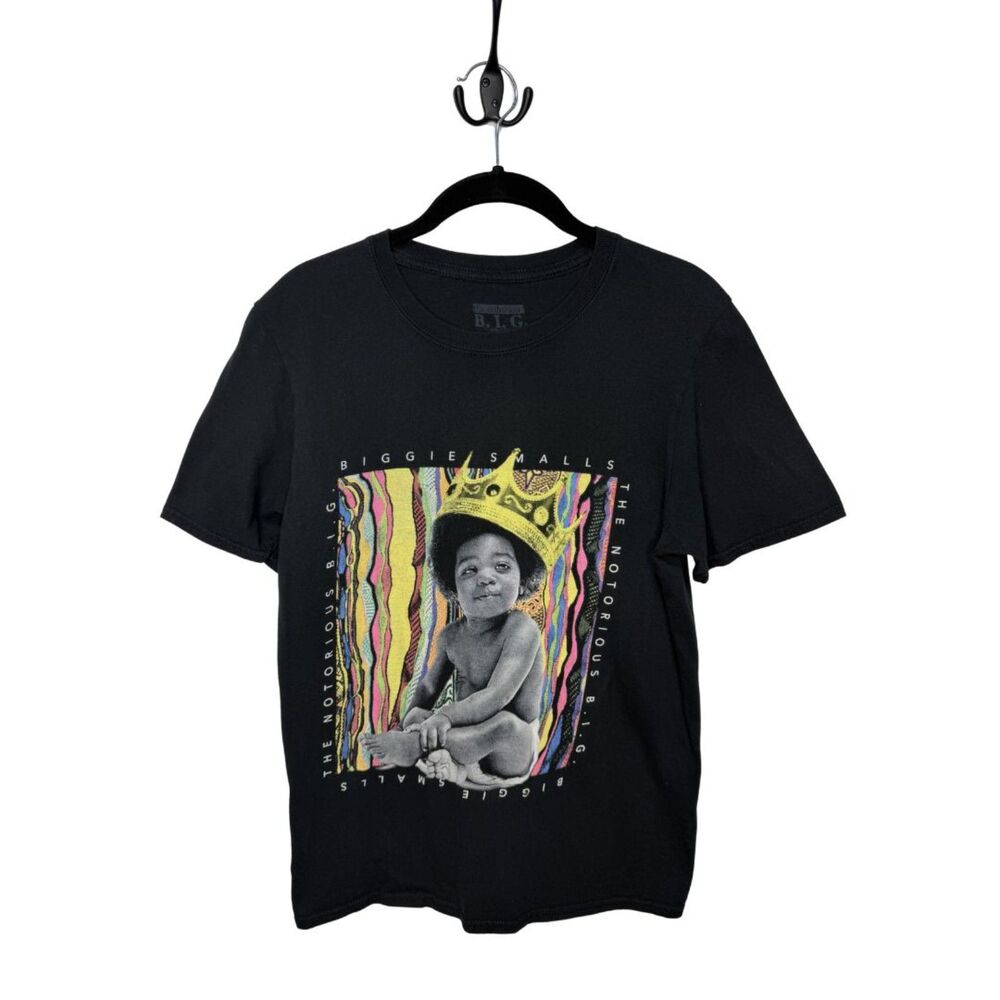 Notorious BIG Baby Crown Graphic Tee Black Hip Hop Band Tee Women's Size Small
